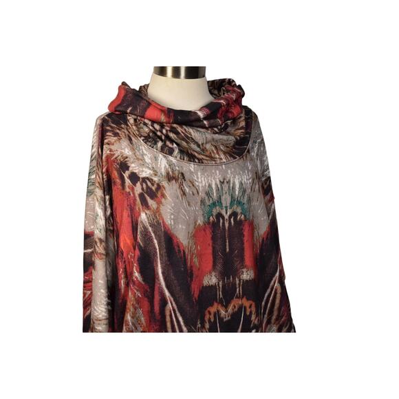 NEW Grace Elements L Wrap Top Cowl Neck Dolman Sleeves Abstract Print Oversized - Picture 11 of 15